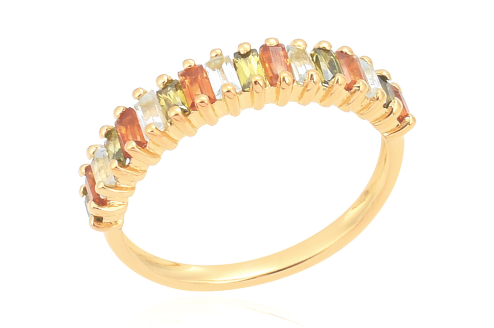 Amie Blue Topaz & Peridot Demi Eternity Ring