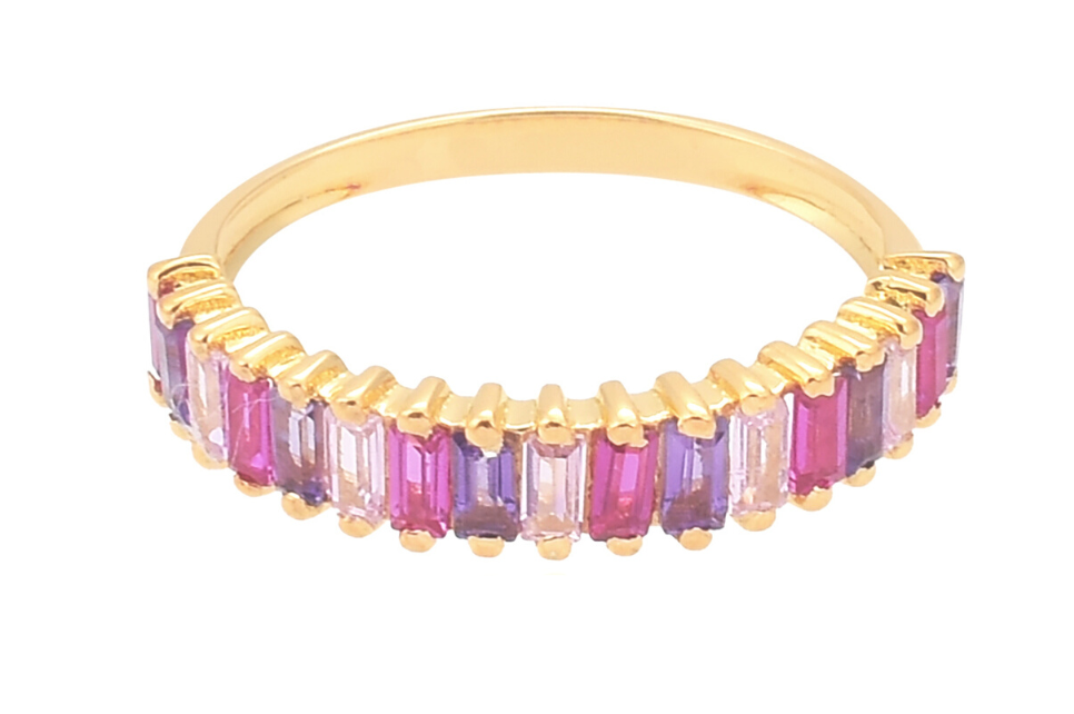 Amy Rose Quartz & Amethyst Demi Eternity Ring