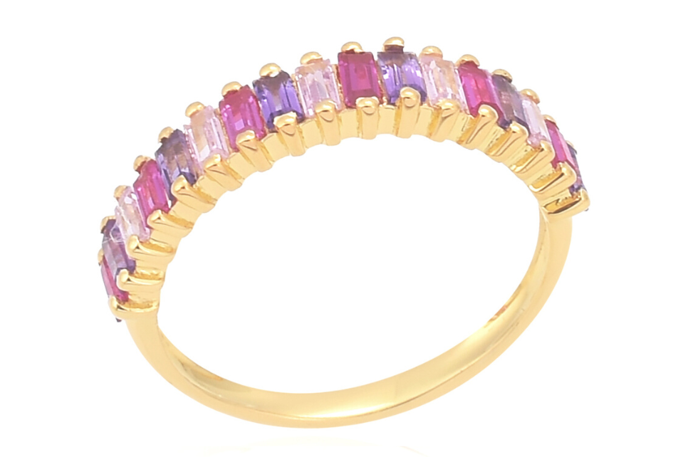 Amy Rose Quartz & Amethyst Demi Eternity Ring