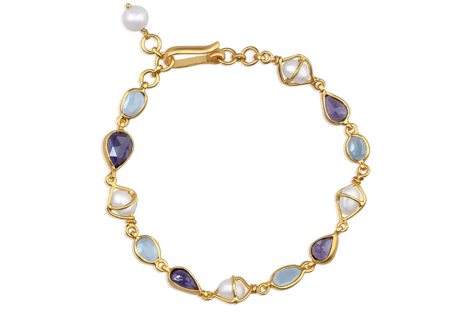 Anna Blue Topaz, Pearl & Iolite Bracelet