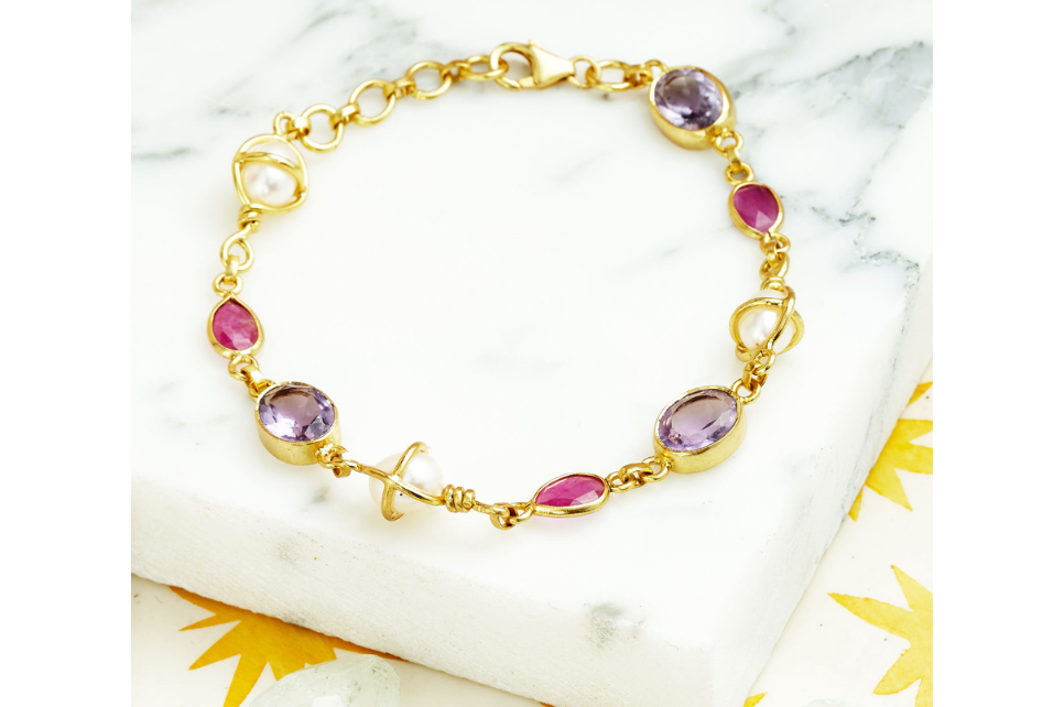 Ruby, Pearl & Amethyst Bracelet