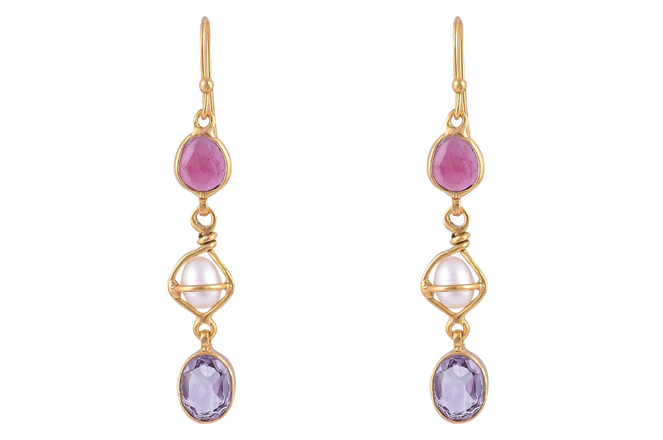 Anna Ruby, Pearl & Amethyst Earrings