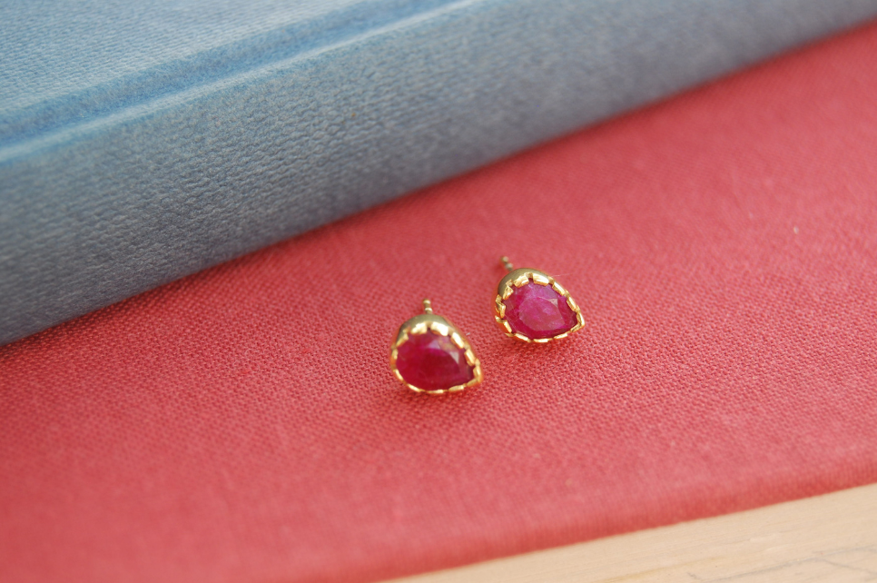 Antonia Red Sillimanite Stud Earrings