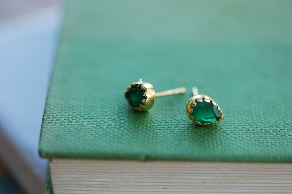 Antonia Green Onyx Stud Earrings