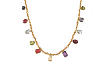 Ava Multicolour Gemstone Charm Necklace