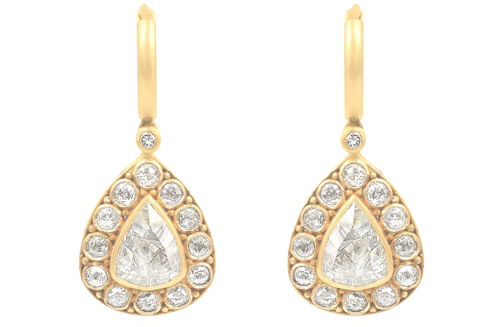 Ayesha 18k Gold Rose Cut Diamond Earrings 