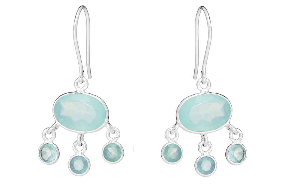 Silver chalcedony deals earrings
