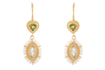 Bella Peridot, Blue Topaz & Pearl Earrings