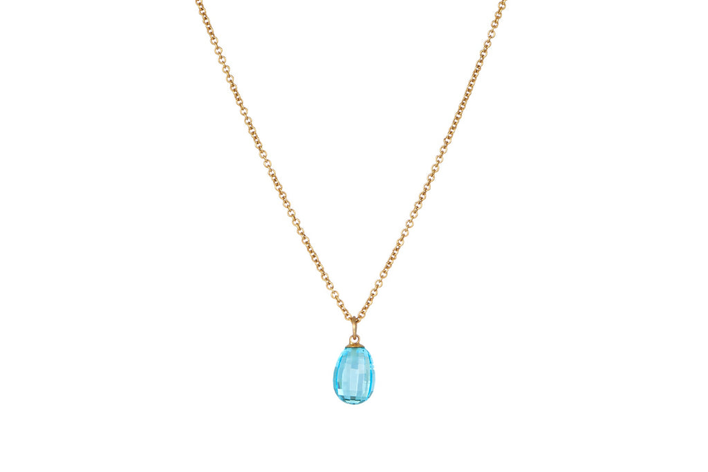 Blue Topaz Fine Gold Pendant Necklace
