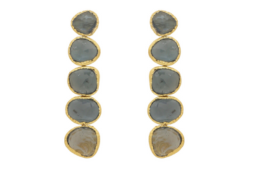 Blue Topaz Five Gemstone Drop Earrings