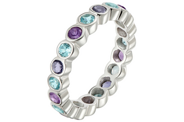 Blue Topaz, Amethyst & Iolite Silver Ring