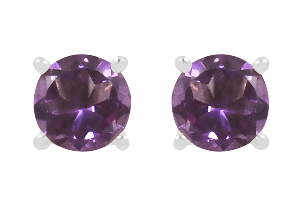 Candy Amethyst Silver Stud Earrings