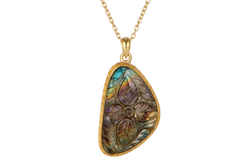 Carved Labradorite Pendant Necklace