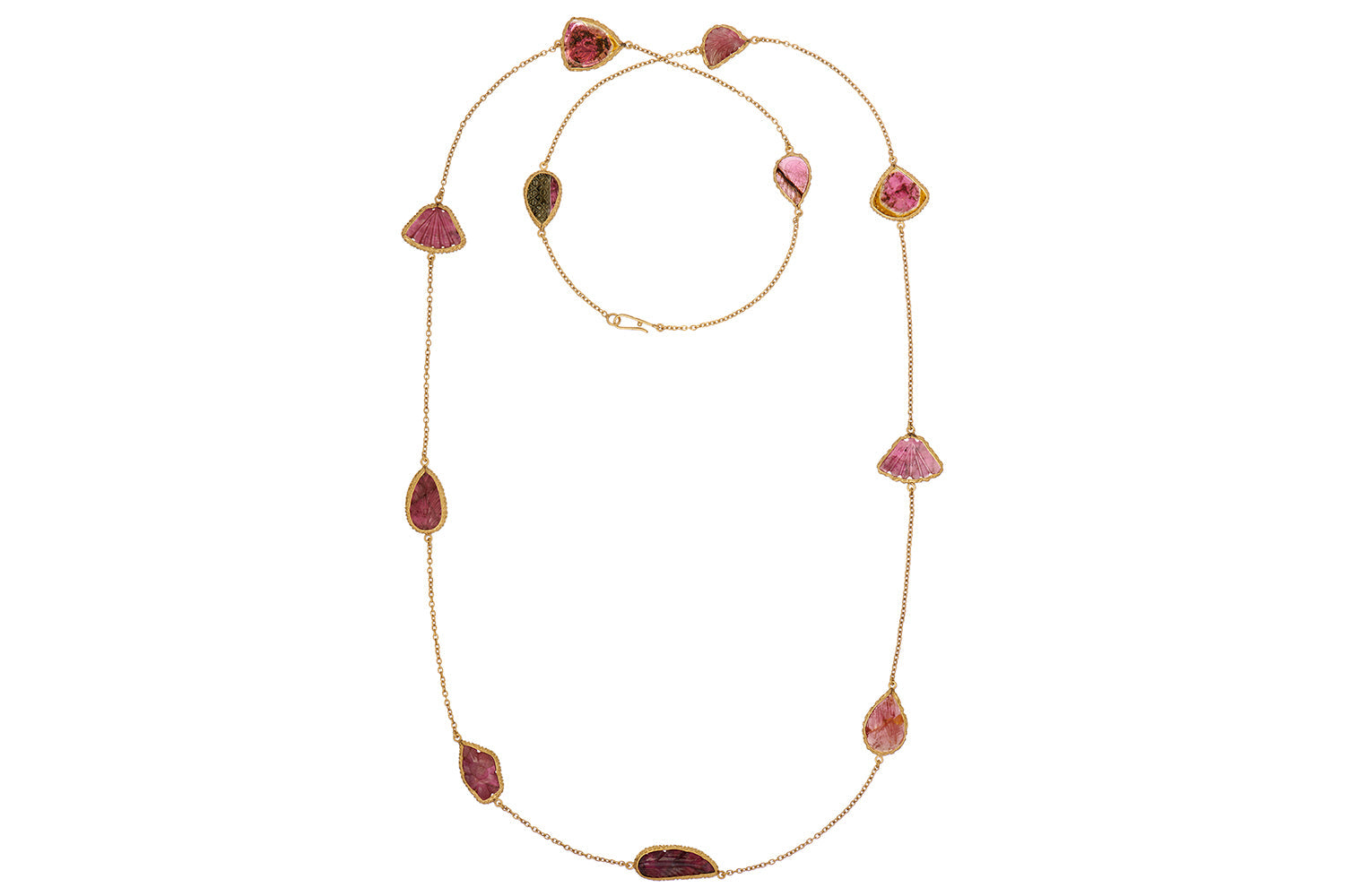 Carved Tourmaline Long Necklace