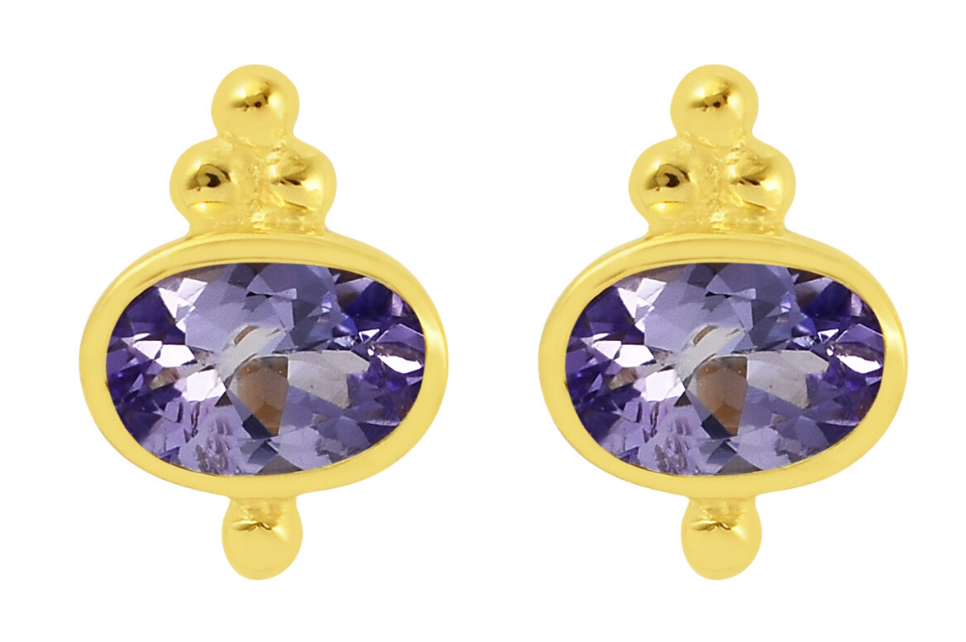 Darcie Gold Iolite Stud Earrings