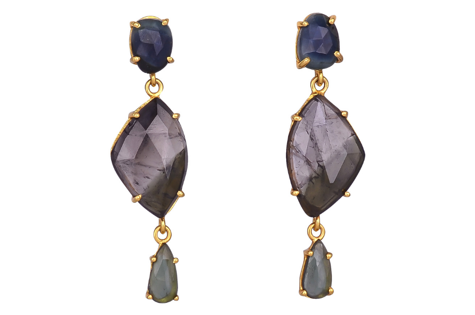 Inky Blue Tourmaline Drop Earrings