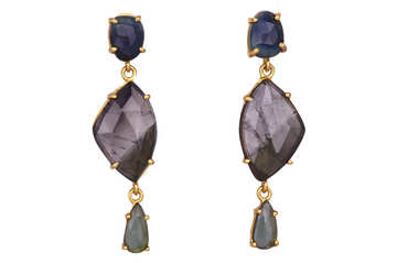 Inky Blue Tourmaline Drop Earrings