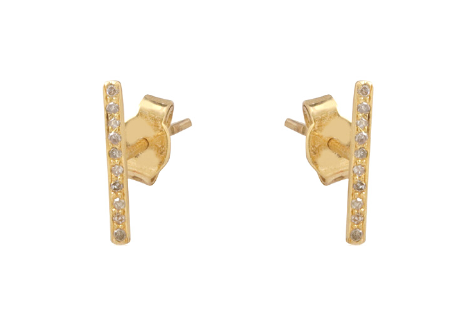 Fine Gold & Diamond Line Earrings