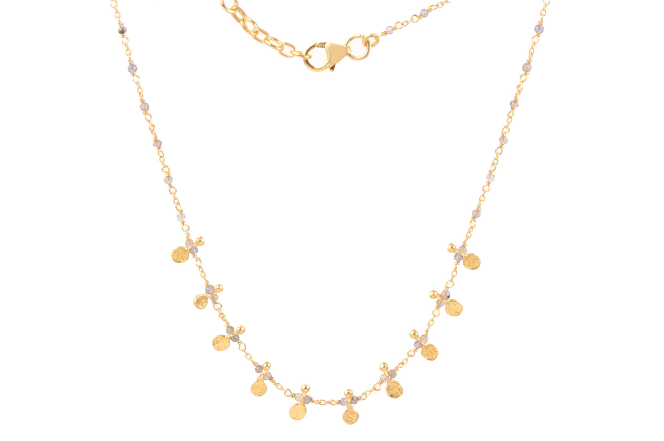 Iolite & Mini Disc Necklace
