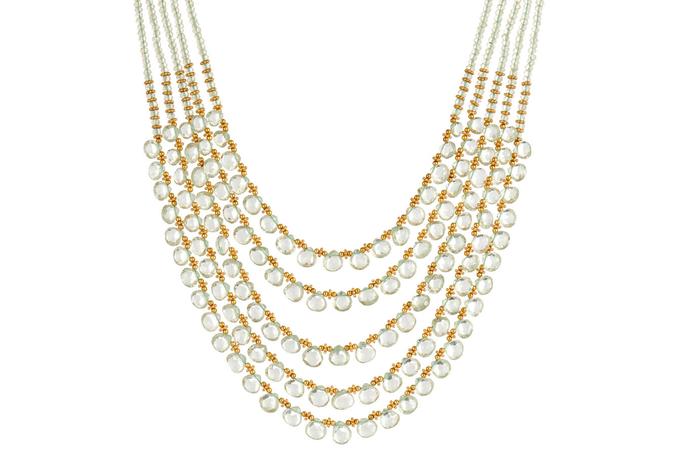 Diva Green Amethyst Five Line Beaded Necklace