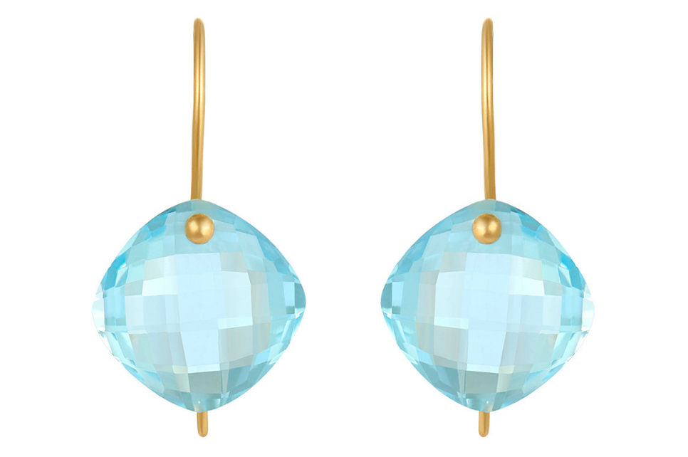 Elisa Blue Topaz Cushion Shape Earrings