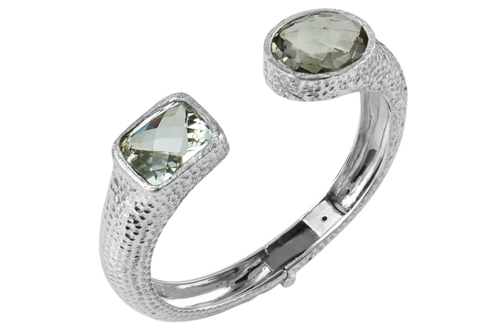 Eleanor Green Amethyst Silver Cuff Bracelet