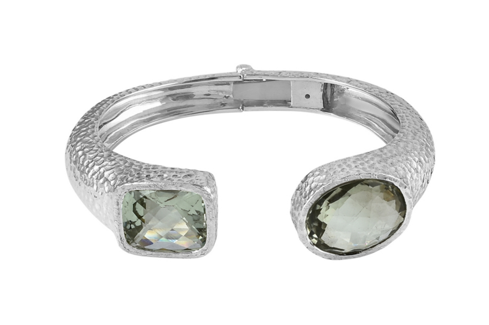Eleanor Green Amethyst Silver Cuff Bracelet