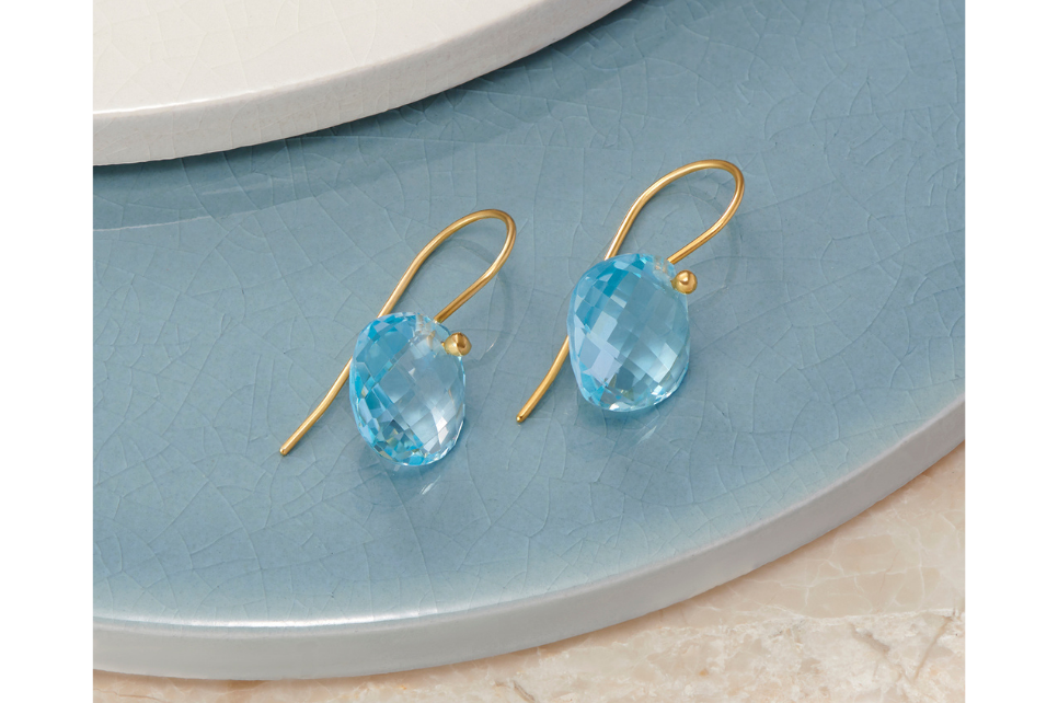 Elisa Blue Topaz Cushion Shape Earrings