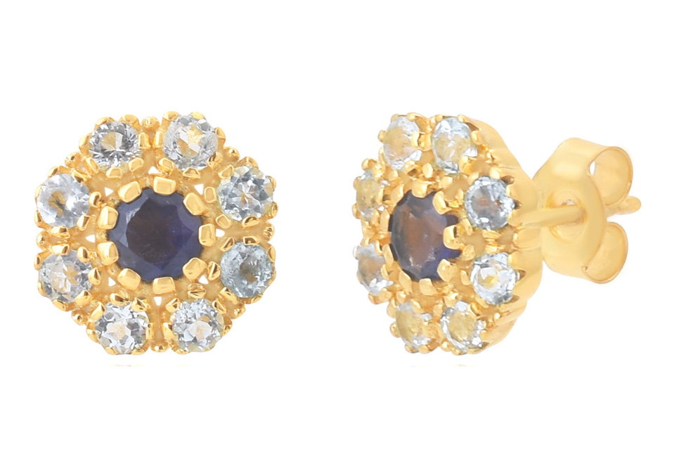 Flora Iolite & Blue Topaz Stud Earrings