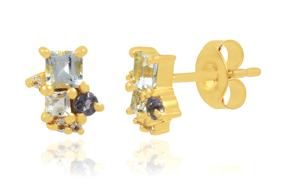 Blue Topaz & Iolite Stud Earrings