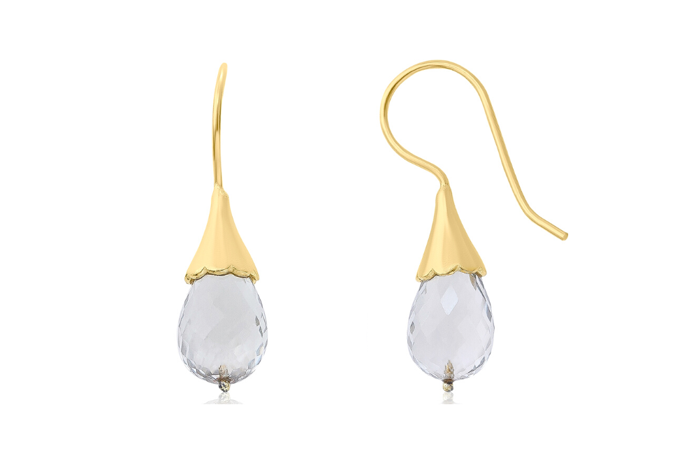 Flower Bud Green Amethyst Drop Earrings