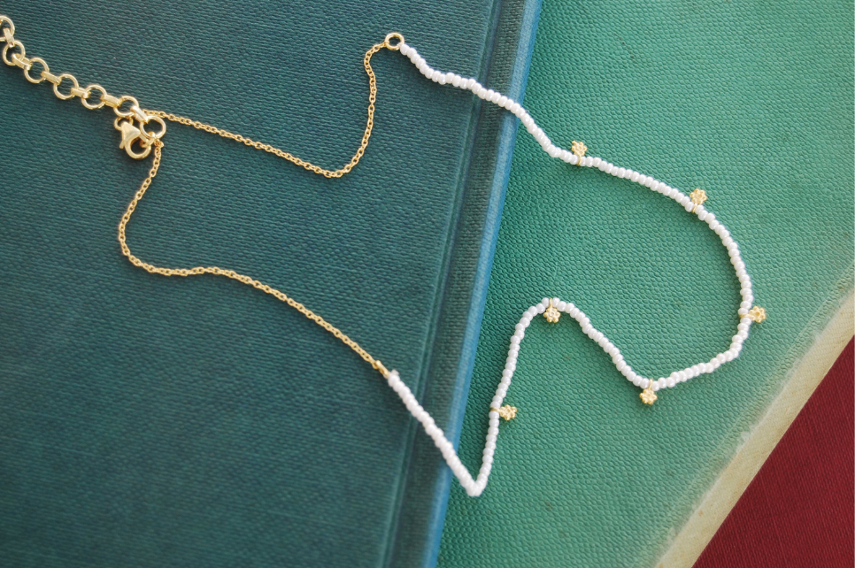 Pearl & Flower Charm Necklace