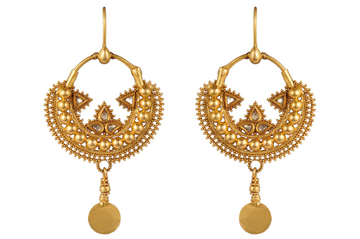 Granulation Work & Polki Diamond Fine Gold Earrings