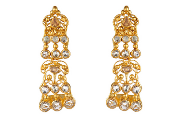 Diamond Ornate Setting Fine Gold Earrings