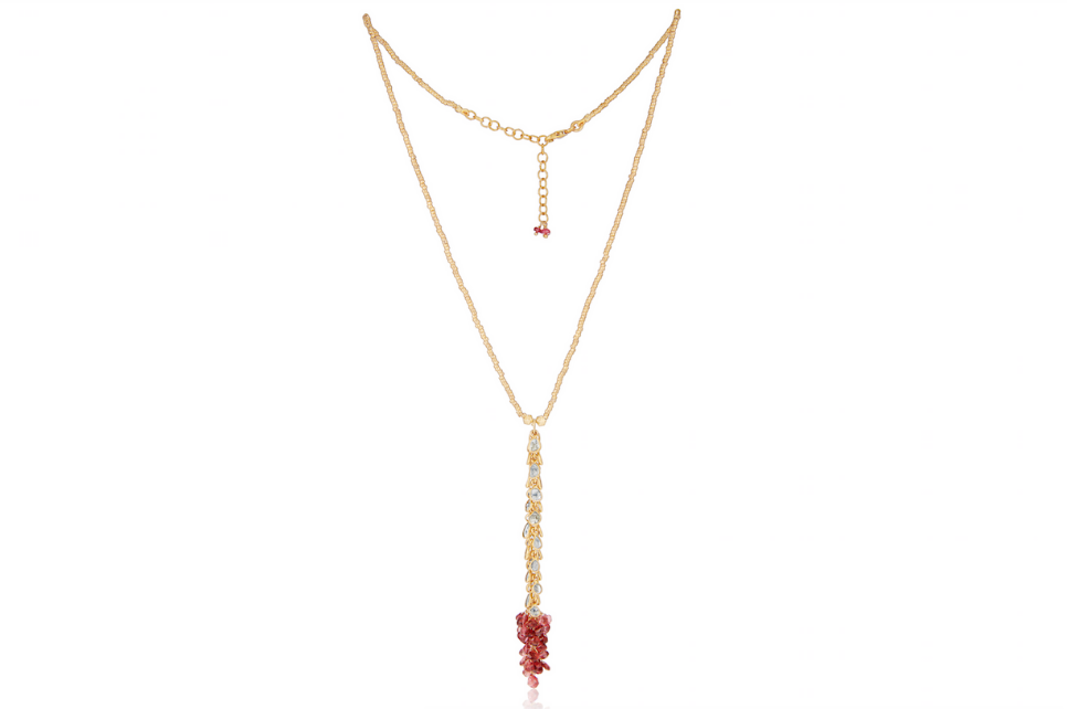 Grey Diamond & Spinel Tassel Necklace