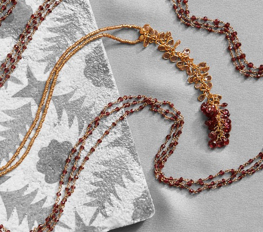 Grey Diamond & Spinel Tassel Necklace
