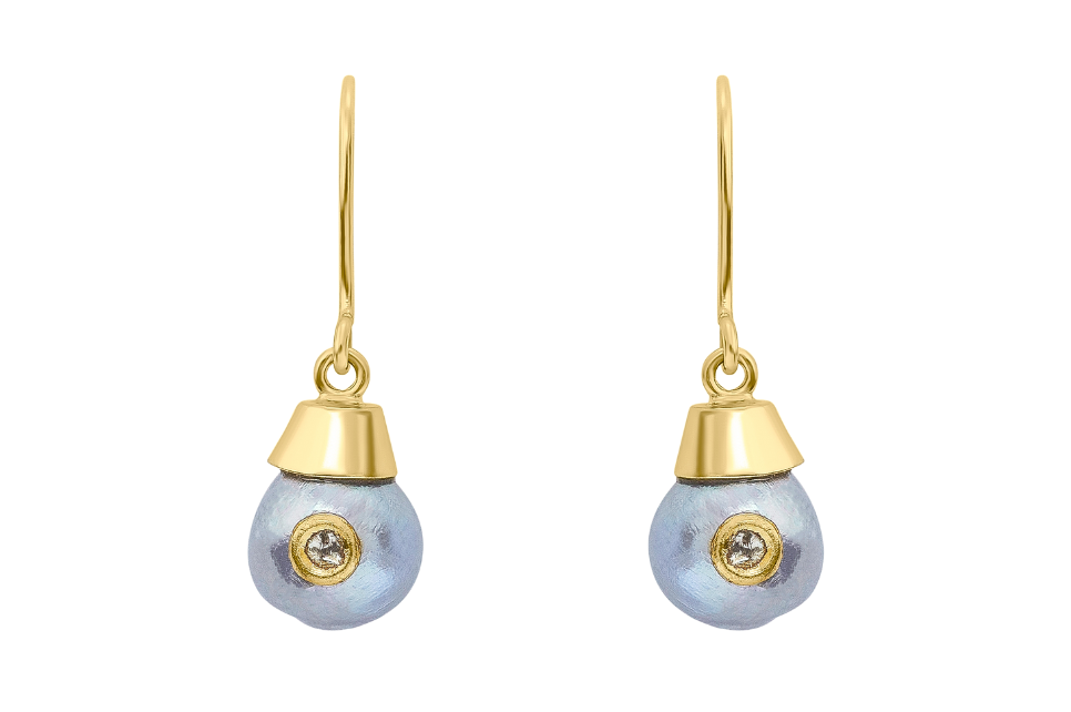 Jadau Grey Pearl & Diamond Earrings