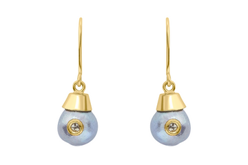 Jadau Grey Pearl & Diamond Earrings