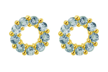 Halo Blue Topaz Stud Earrings