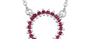 Halo Ruby Silver Pendant Necklace