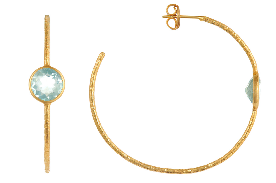 Blue Topaz Gem Set Hoop Earrings