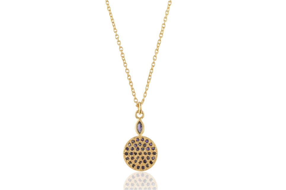 Iolite Disc Pendant Necklace