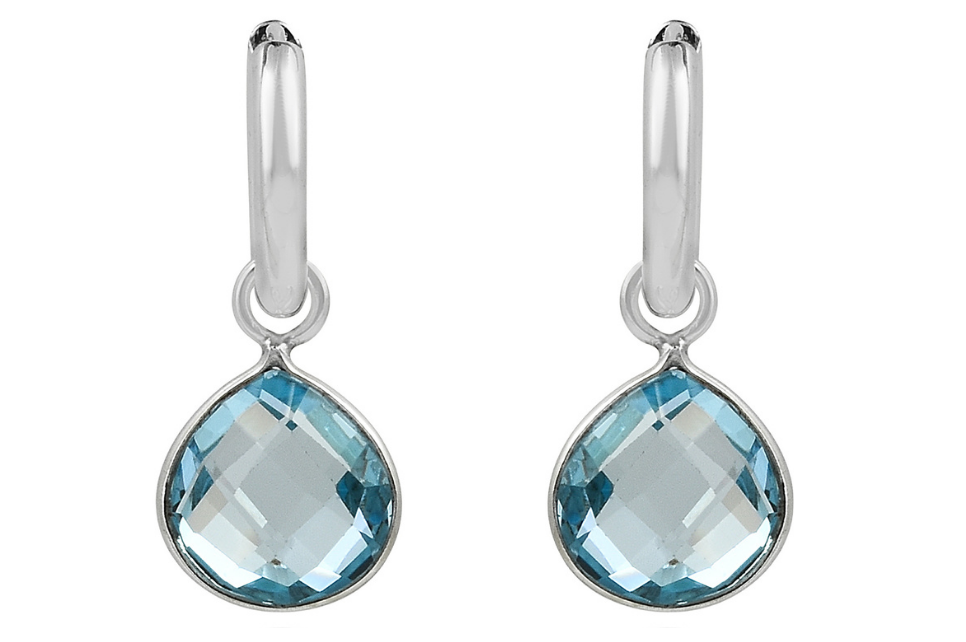 Ithaca Blue Topaz Silver Hoops