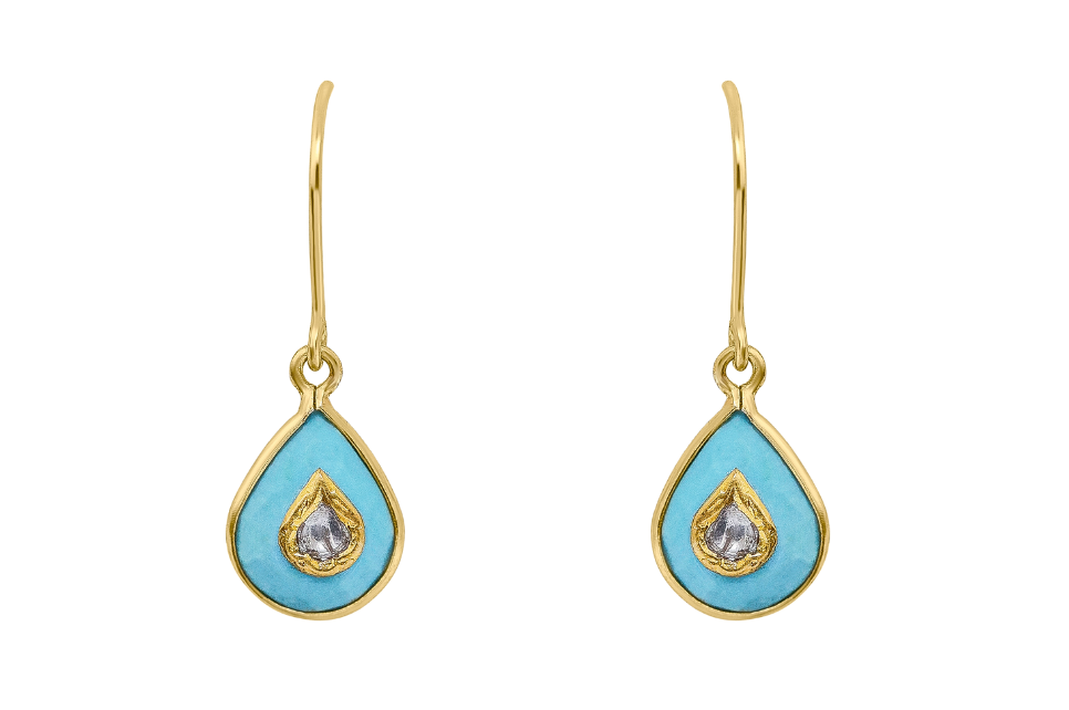 Jadau Turquoise & Diamond Earrings