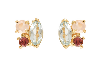 Juliet Blue Topaz, Tourmaline & Rose Quartz Stud Earrings