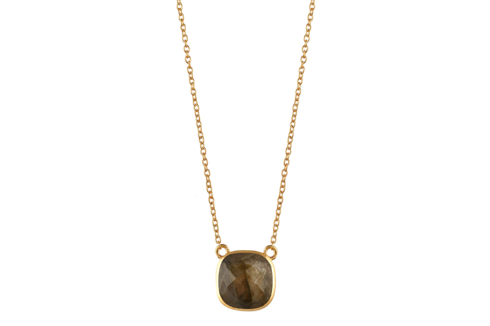 Labradorite Cushion Cut Pendant Necklace