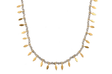 Labradorite Leaf Charm Necklace