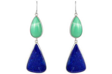 Lapis Lazuli & Chrysoprase Double Drop Earrings