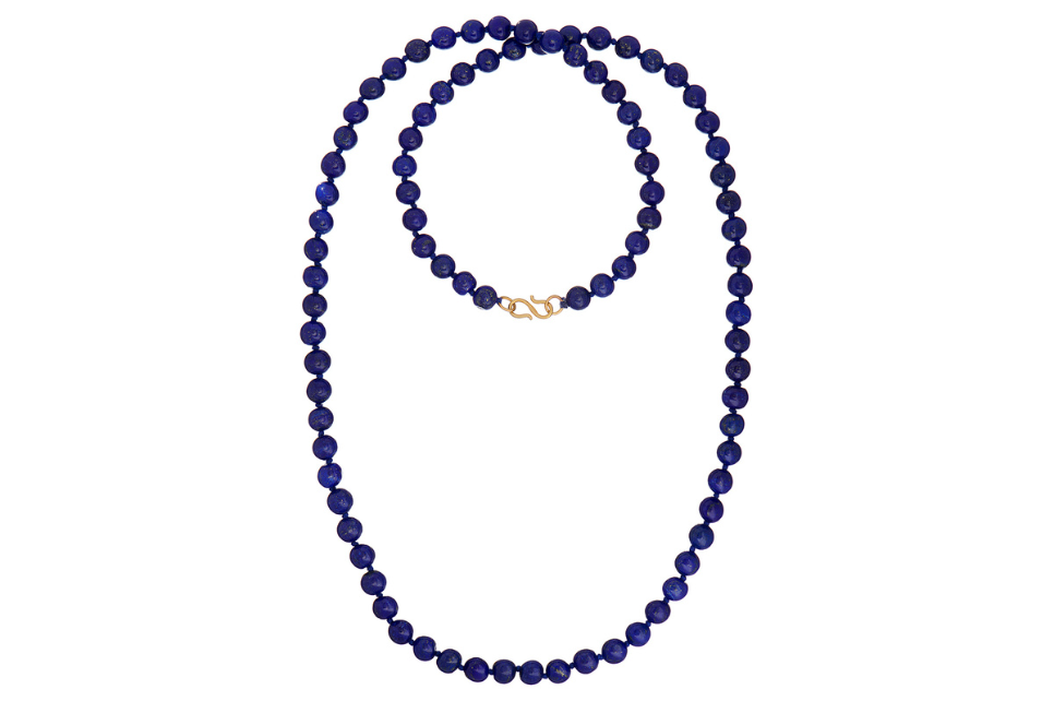 Long Lapis Lazuli Knotted Necklace | Smaller Beads
