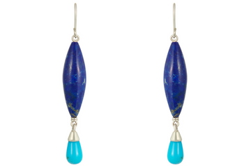 Lapis Lazuli & Sleeping Beauty Turquoise Silver Earrings